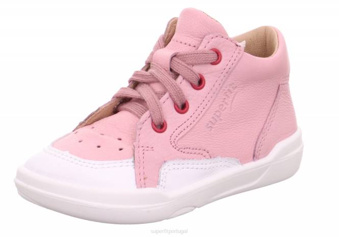 Superfit rosa/branco bebês superfree - tênis cano baixo com cadarço JFFX258