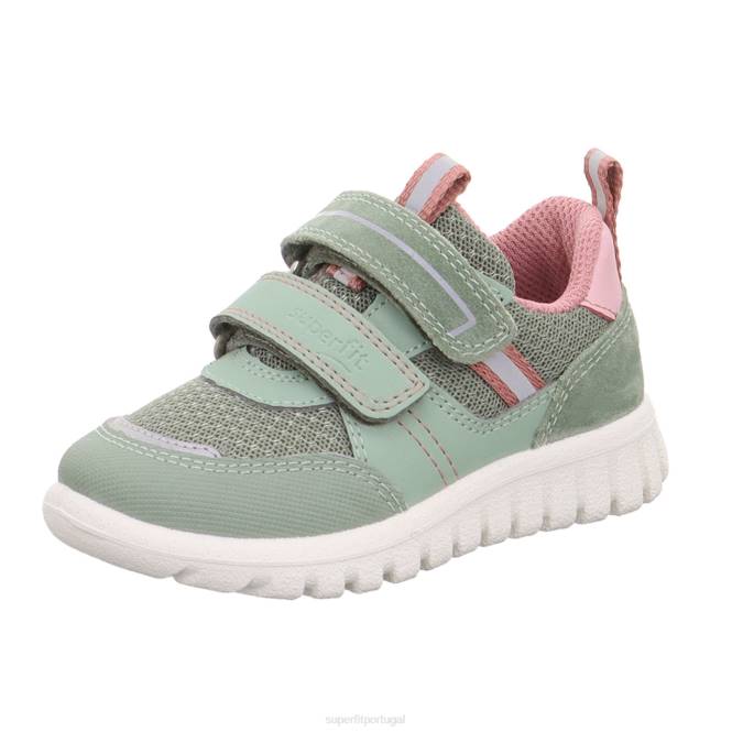 Superfit verde claro/rosa bebês sport7 mini - tênis baixo com fecho de velcro JFFX243