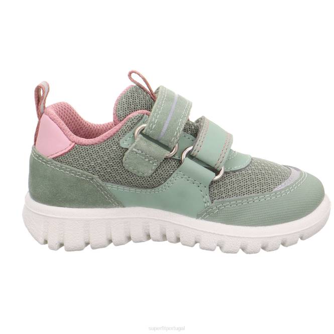 Superfit verde claro/rosa bebês sport7 mini - tênis baixo com fecho de velcro JFFX243