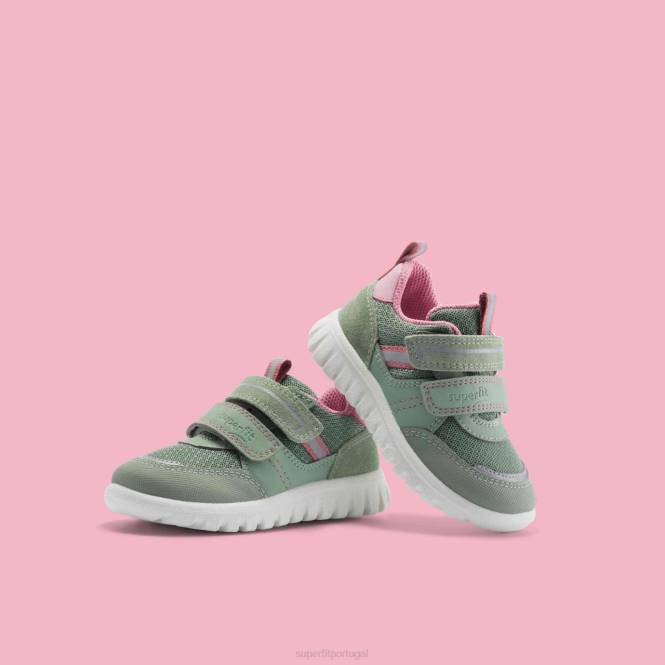 Superfit verde claro/rosa bebês sport7 mini - tênis baixo com fecho de velcro JFFX243
