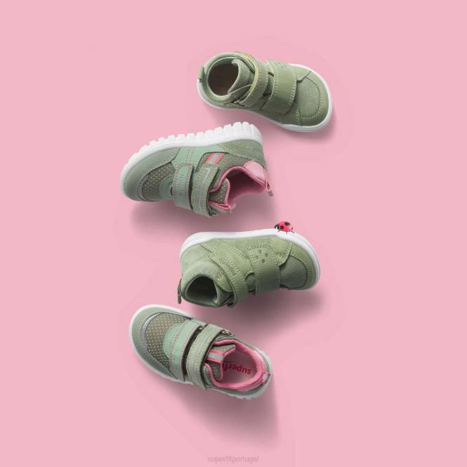 Superfit verde claro/rosa bebês sport7 mini - tênis baixo com fecho de velcro JFFX243