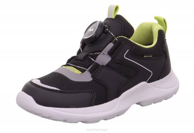 Superfit Preto Verde crianças e adolescentes rush - tênis cano baixo com sistema boa fit JFFX538