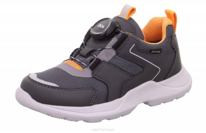 Superfit cinza/laranja crianças e adolescentes rush - tênis cano baixo com sistema boa fit JFFX536