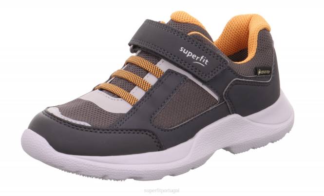 Superfit cinza/laranja crianças e adolescentes rush - tênis cano baixo com velcro JFFX527