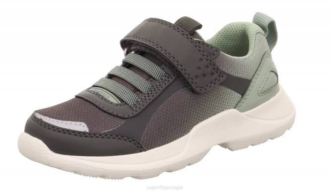Superfit cinza/verde claro crianças e adolescentes rush - tênis cano baixo com velcro JFFX531
