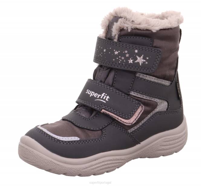Superfit cinza/bege crianças cristal - bota com fecho de velcro JFFX715