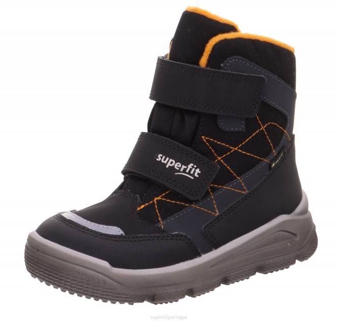 Superfit preto/laranja crianças marte - bota com fecho de velcro JFFX711