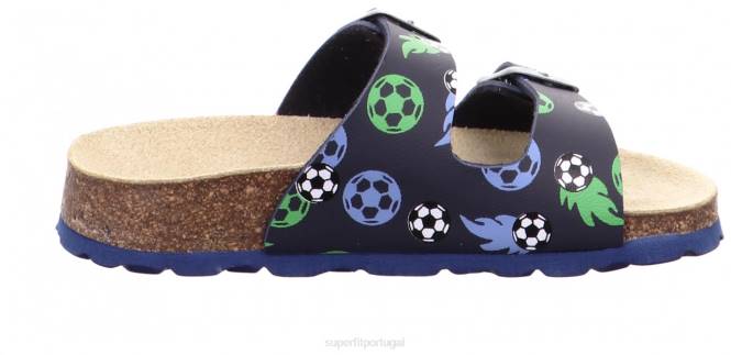Superfit azul verde crianças fussbettpantoffel - chinelo com fivela JFFX577