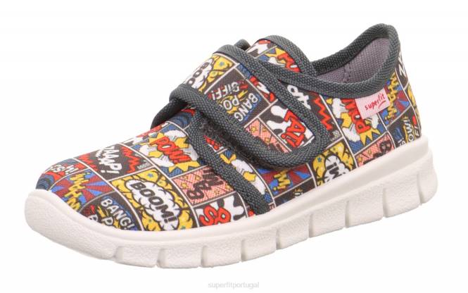 Superfit cinza/multicolorido crianças bobby - chinelo com fecho de velcro JFFX557