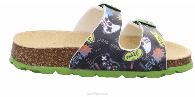 Superfit preto/multicolorido crianças fussbettpantoffel - chinelo com fivela JFFX549