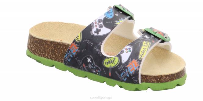 Superfit preto/multicolorido crianças fussbettpantoffel - chinelo com fivela JFFX549
