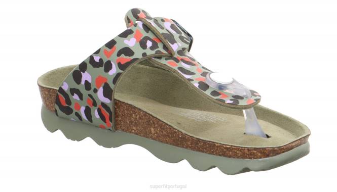 Superfit verde/multicolorido crianças geléias - chinelo com fivela JFFX583