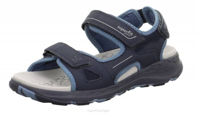 Superfit azul/cinza claro crianças criss cross - sandália com fecho de velcro JFFX671