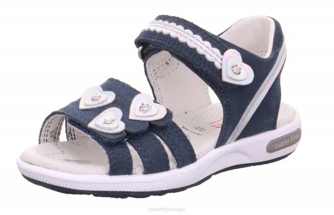Superfit azul/prata crianças emily - sandália com fecho de velcro JFFX662