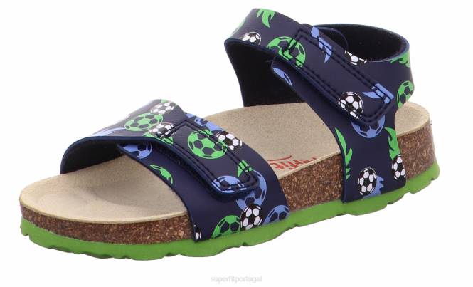 Superfit azul verde crianças fussbettpantoffel - sandália com fecho de velcro JFFX555