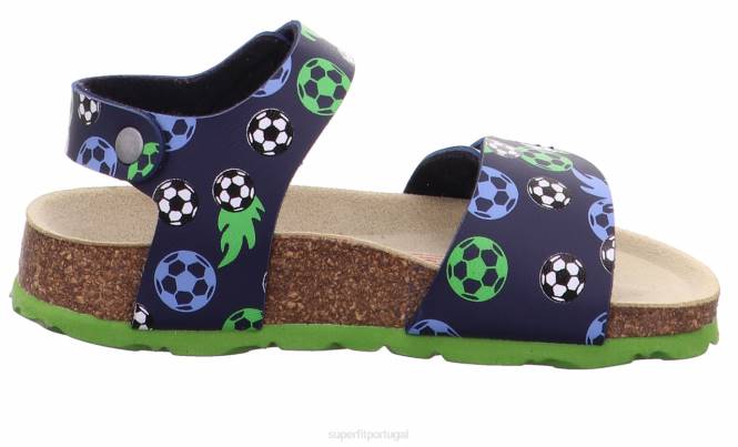 Superfit azul verde crianças fussbettpantoffel - sandália com fecho de velcro JFFX555