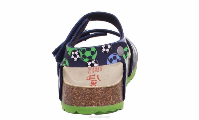 Superfit azul verde crianças fussbettpantoffel - sandália com fecho de velcro JFFX555