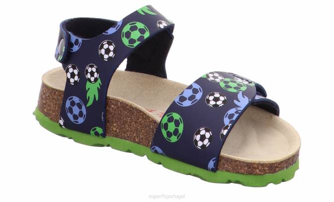 Superfit azul verde crianças fussbettpantoffel - sandália com fecho de velcro JFFX555