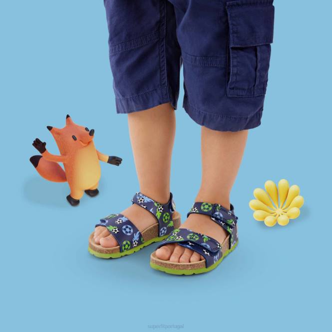 Superfit azul verde crianças fussbettpantoffel - sandália com fecho de velcro JFFX555