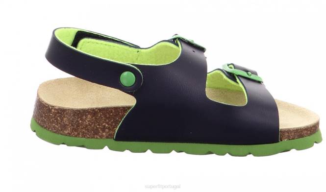Superfit azul verde crianças fussbettpantoffel - sandália com fivela JFFX587