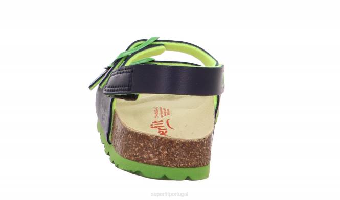 Superfit azul verde crianças fussbettpantoffel - sandália com fivela JFFX587