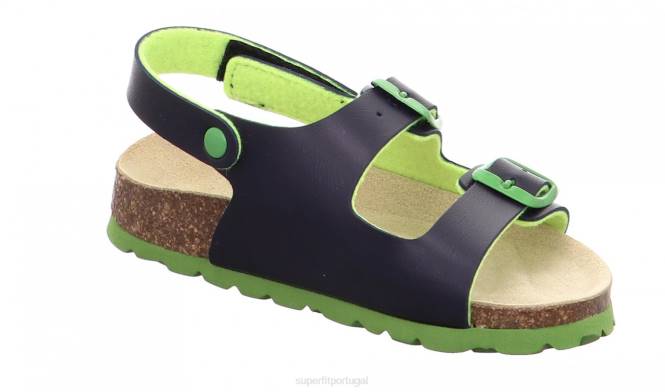 Superfit azul verde crianças fussbettpantoffel - sandália com fivela JFFX587