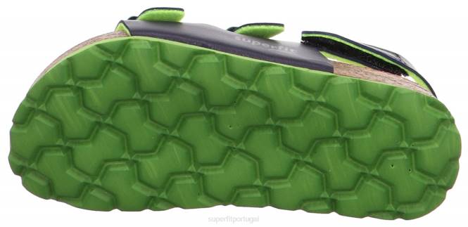 Superfit azul verde crianças fussbettpantoffel - sandália com fivela JFFX587