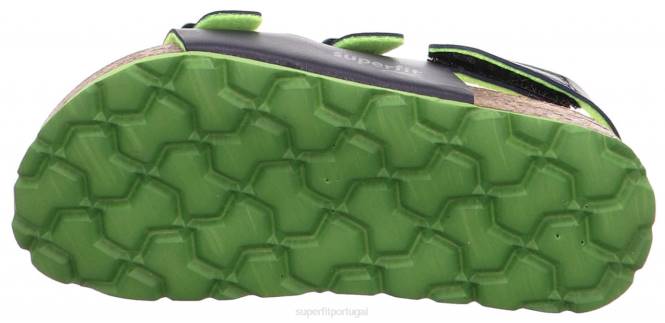 Superfit azul verde crianças fussbettpantoffel - sandália com fivela JFFX587
