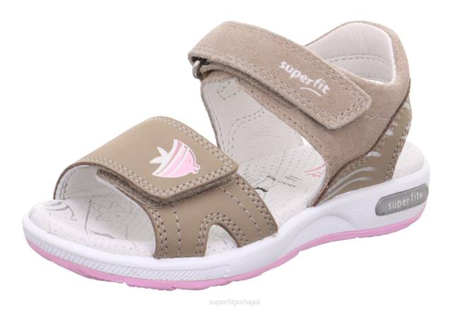 Superfit bege/rosa crianças emily - sandália com fecho de velcro JFFX651