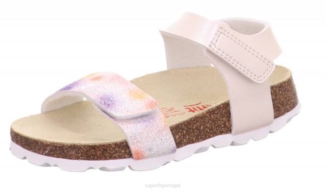 Superfit branco/multicolorido crianças fussbettpantoffel - sandália com fecho de velcro JFFX585