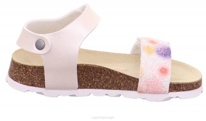 Superfit branco/multicolorido crianças fussbettpantoffel - sandália com fecho de velcro JFFX585