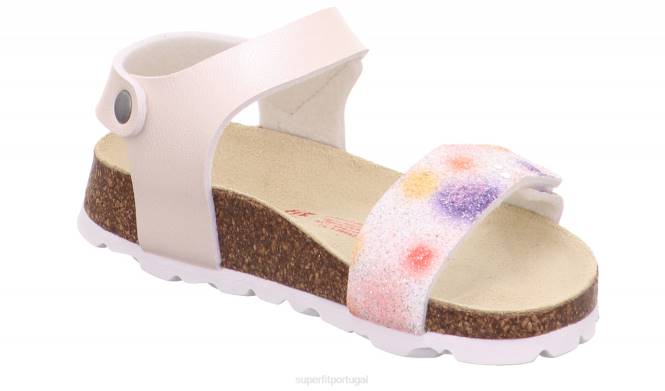 Superfit branco/multicolorido crianças fussbettpantoffel - sandália com fecho de velcro JFFX585
