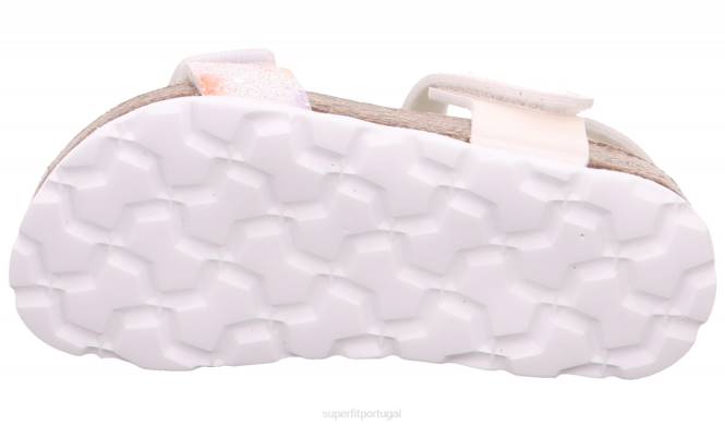 Superfit branco/multicolorido crianças fussbettpantoffel - sandália com fecho de velcro JFFX585