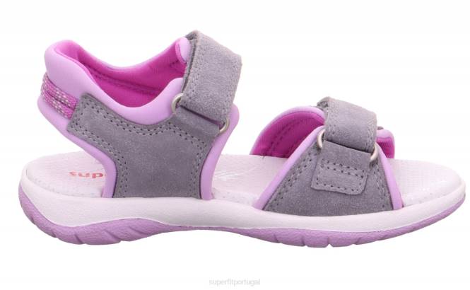 Superfit cinza claro/roxo crianças ensolarado - sandália com fecho de velcro JFFX638