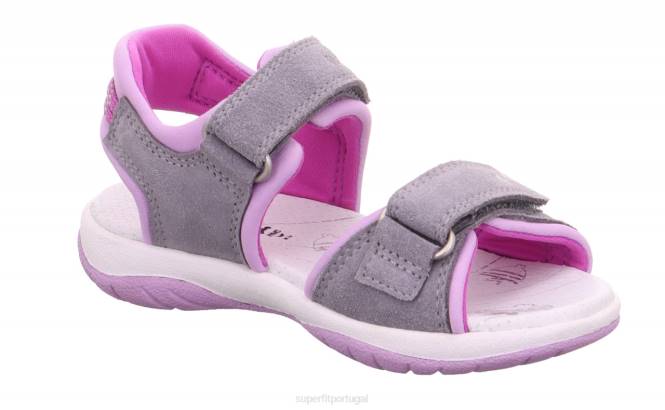 Superfit cinza claro/roxo crianças ensolarado - sandália com fecho de velcro JFFX638