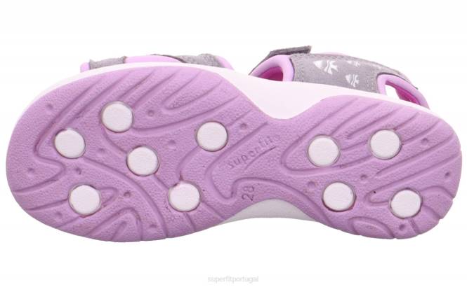 Superfit cinza claro/roxo crianças ensolarado - sandália com fecho de velcro JFFX638