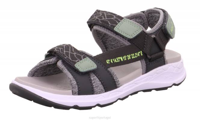 Superfit cinza crianças criss cross - sandália com fecho de velcro JFFX679