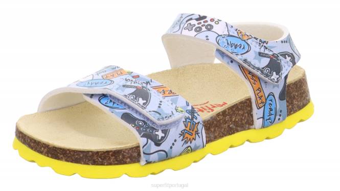 Superfit cinza/multicolorido crianças fussbettpantoffel - sandália com fecho de velcro JFFX573