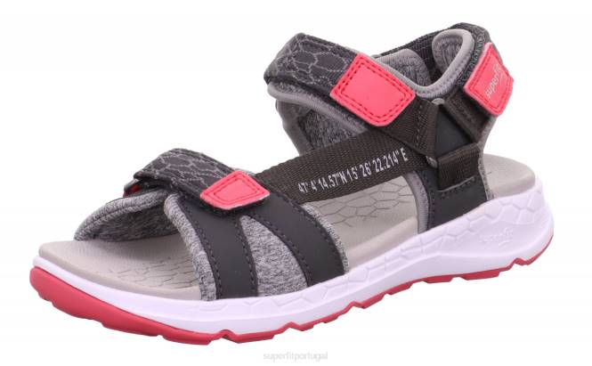 Superfit cinza/rosa crianças criss cross - sandália com fecho de velcro JFFX663