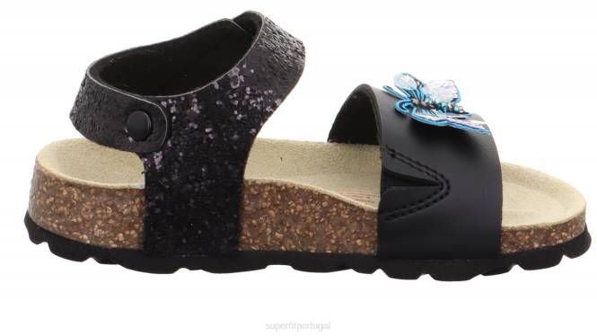 Superfit preto crianças fussbettpantoffel - sandália com fecho de velcro JFFX551