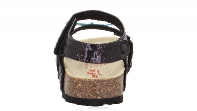 Superfit preto crianças fussbettpantoffel - sandália com fecho de velcro JFFX551