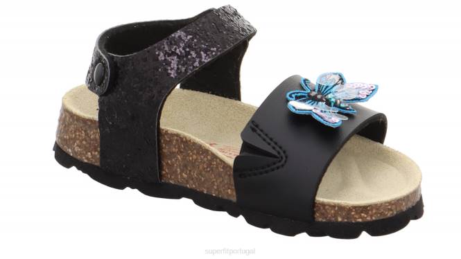 Superfit preto crianças fussbettpantoffel - sandália com fecho de velcro JFFX551