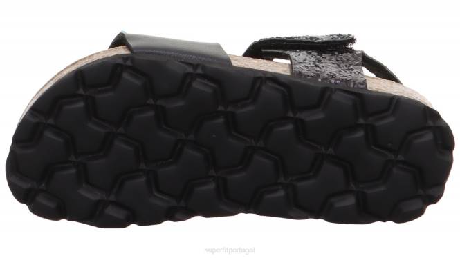 Superfit preto crianças fussbettpantoffel - sandália com fecho de velcro JFFX551