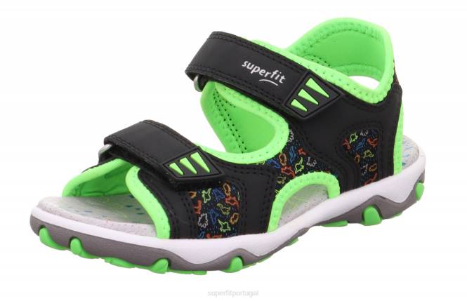Superfit preto/verde claro crianças mike 3.0 - sandália com fecho de velcro JFFX674