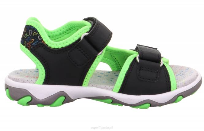 Superfit preto/verde claro crianças mike 3.0 - sandália com fecho de velcro JFFX674