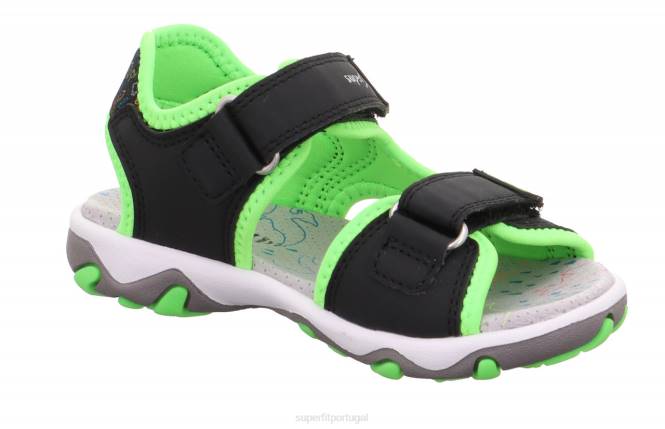 Superfit preto/verde claro crianças mike 3.0 - sandália com fecho de velcro JFFX674
