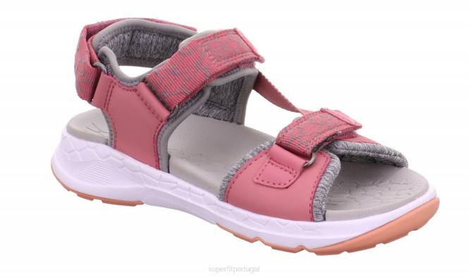 Superfit rosa/laranja crianças criss cross - sandália com fecho de velcro JFFX635