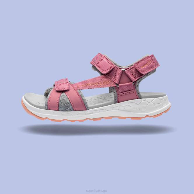 Superfit rosa/laranja crianças criss cross - sandália com fecho de velcro JFFX635