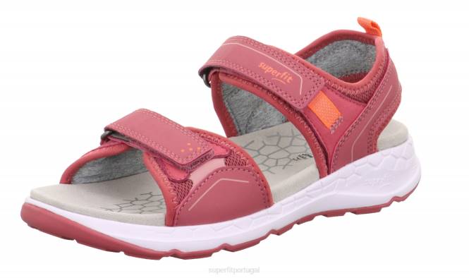 Superfit rosa/laranja crianças criss cross - sandália com fecho de velcro JFFX648