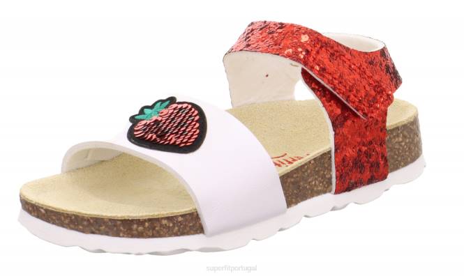 Superfit vermelho branco crianças fussbettpantoffel - sandália com fecho de velcro JFFX571